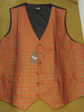 NEW HI TIE CHRISTMAS HOLIDAY SHINY GREEN AND RED w/SNOWFLAKES VEST MEN'S 2XL